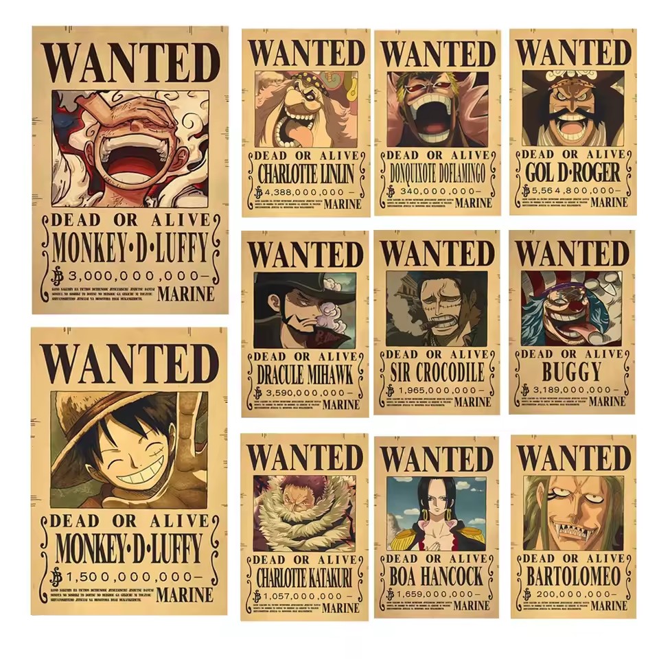 Vintage Collectible Figures - Pôsteres de Procurados do Anime One