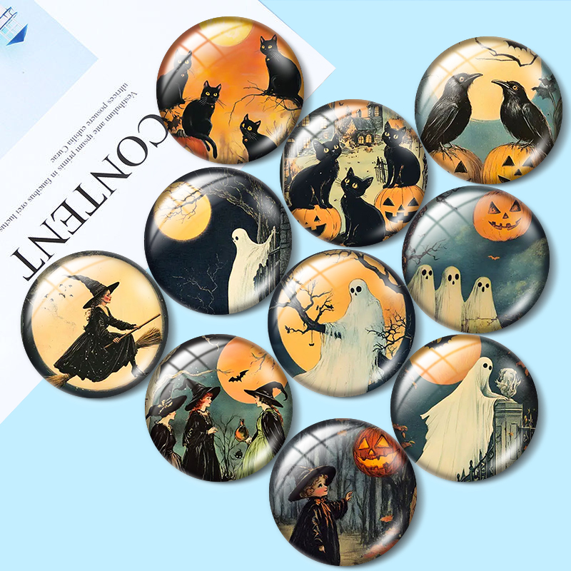 Vintage Jewelry Collection - Cabochões de vidro vintage de Halloween