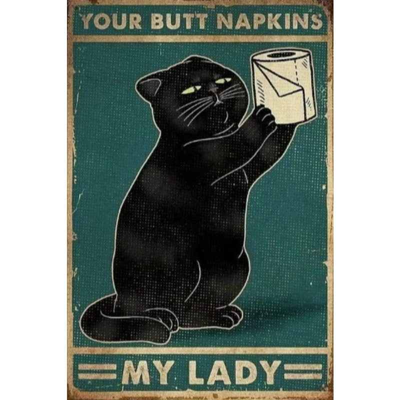 Preto engraçado gato sinal de  - Vintage Collectible Plates avaliação e preço